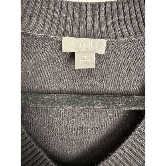 J. Jill Silk Blend Cardigan Women's Size Medium Button Front Long Sleeve Black - Picture 3 of 5